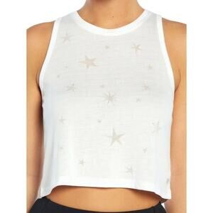 Wildfox Core Tank White‎ Star Mix Burnout Sleeveless Cropped Size Medium M EUC